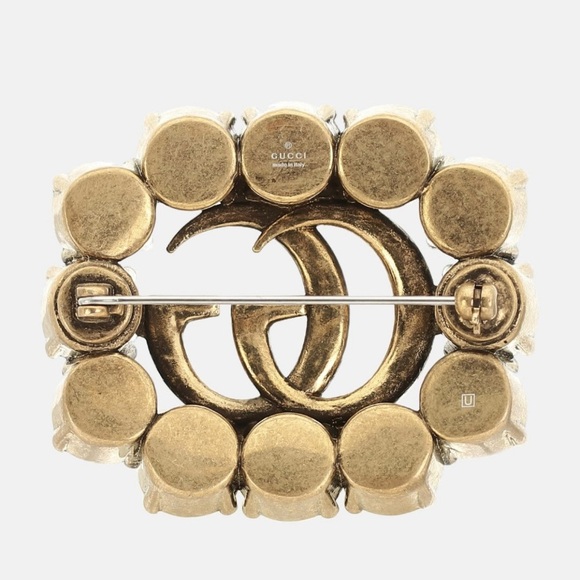 GUCCI Marmont GG logo crystal brooch - Picture 3 of 7